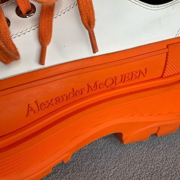 Alexander McQueen White & Orange Tread Slick Low Sneakers size 42/9 Platform - Picture 10 of 12